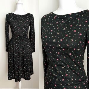 70s Diane Von Furstenberg Floral Long Sleeve Jersey Top and Skirt Set Size XS